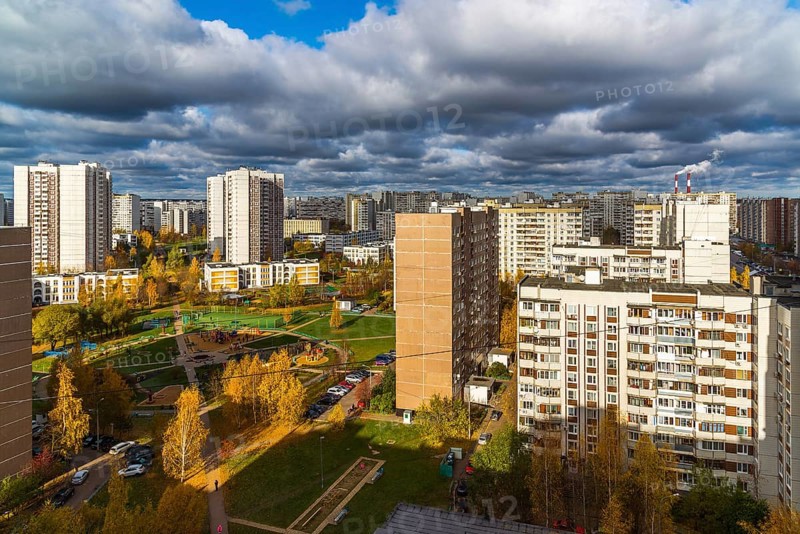 Top view of the fall in the Zelenograd district 15, Russia