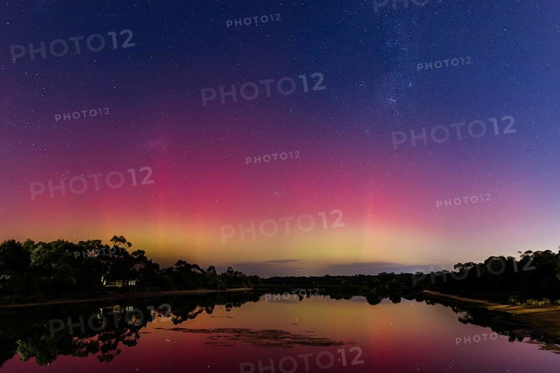 MELBOURNE, AUSTRALIA, AUGUST 12: Increased solar activity results in the Aurora Australis being visible in southerly areas of Australia. This image taken from near Blind Bight in Melbourne, Australia on August 12 2024