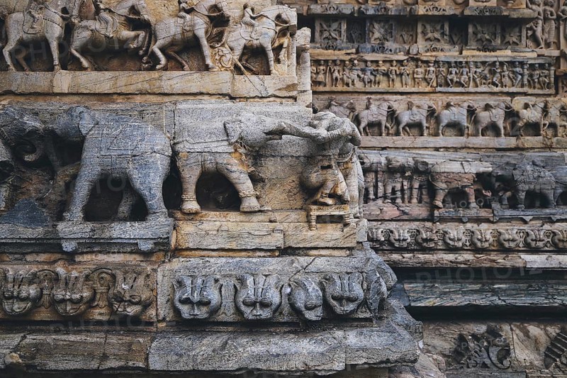 Jagdish Temple, Wall carving detail in Udaipur, India