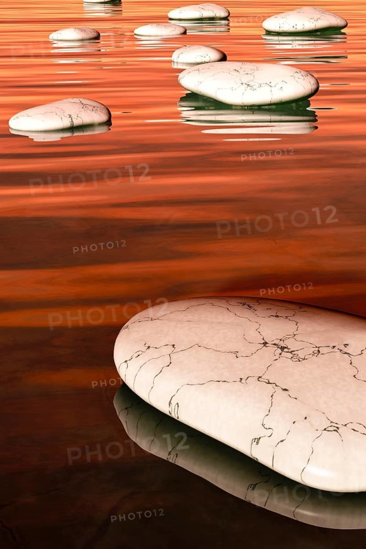 An image of some nice white step stones in the evening sea