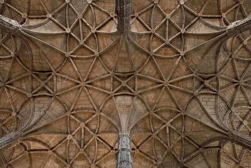 Hieronymus monastery, church, vaults with pillars, St., Sankt, Saint