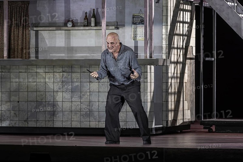 BERLIN, Germany - November 2024: Sweeney Todd (The Demon Barber of Fleet Street) - A musical thriller (1979) in a co-production with the Opéra national du Rhin with music by Stephen Sondheim in a production by Barrie Kosky based on the play of the same name by Christopher Bond. Sweeney Todd, an innocent barber, is falsely arrested and loses his woman and daughter. After years of imprisonment, he returns to London to take revenge on those responsible. Together with the baker Mrs Lovett, he murders his customers and turns their meat into pies, which she sells in her shop. Their murderous partnership unleashes a bloody vicious circle that ultimately leads to tragic consequences for everyone involved. Media rehearsal on 13.11.2024 at the Komische Oper in Berlin Performers: Sweeney Todd: Christopher Purves Mrs Nellie Lovett: Dagmar Manzel Anthony Hope: Hubert Zapiór Johanna Barker: Alma Sadé Tobias Ragg: Tom Schimon Richter Turpin: Jen