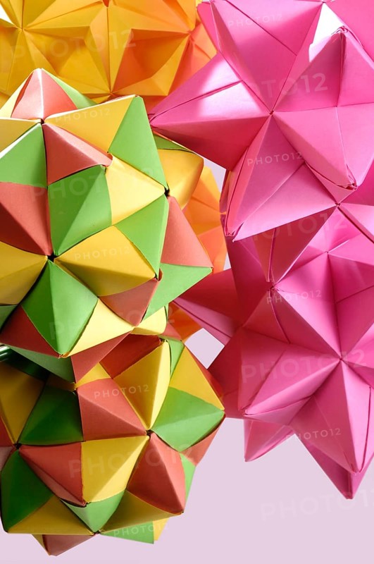 Colorful abstract Origami polyhedron figures