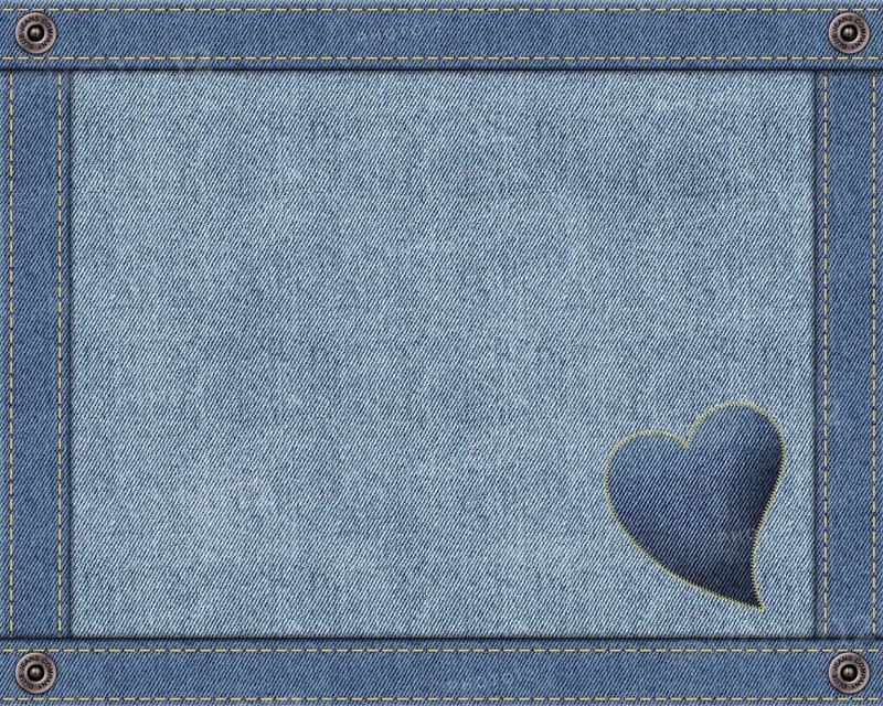 Jeans texture with sewn-on heart