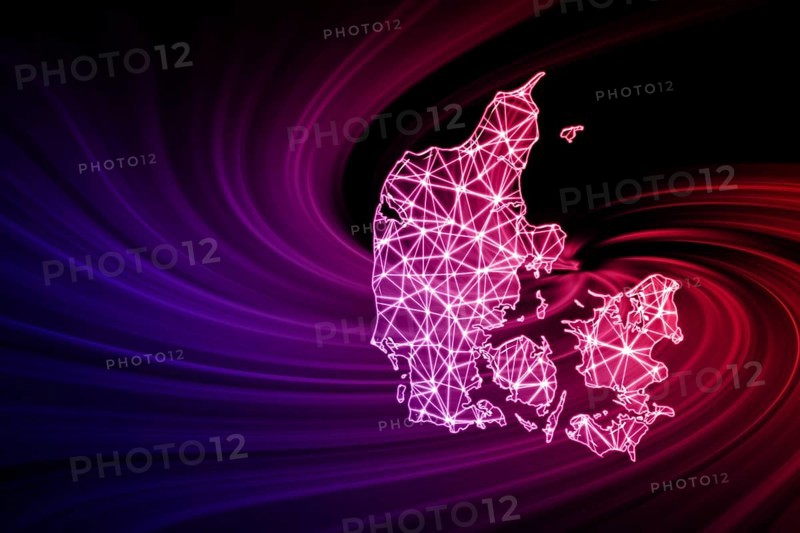 Map of Denmark, Polygonal mesh line map, modern map