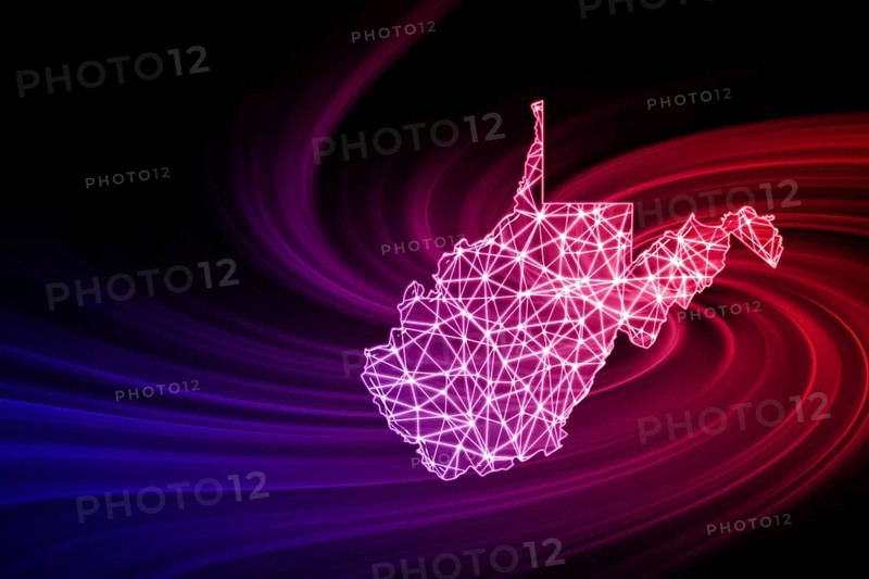 Map of West Virginia, Polygonal mesh line map, modern map