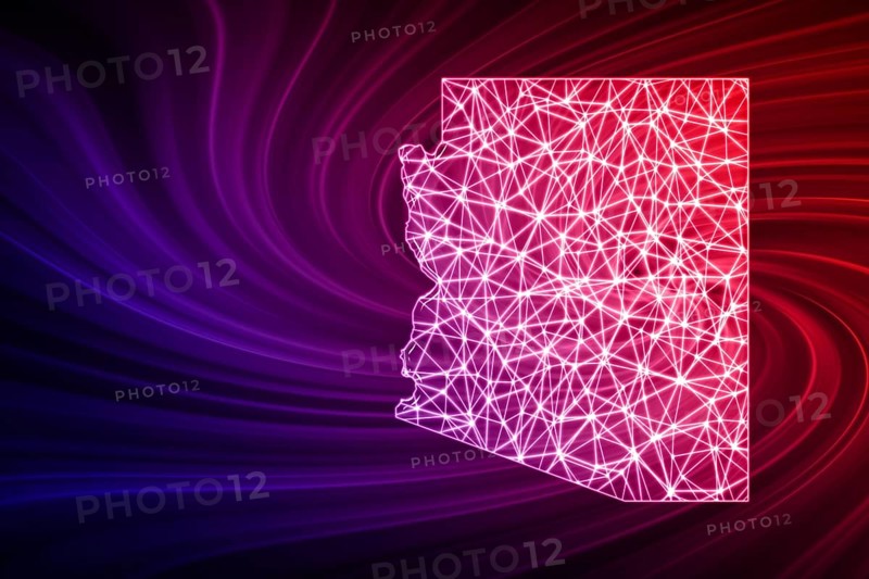 Map of Arizona, Polygonal mesh line map, modern map
