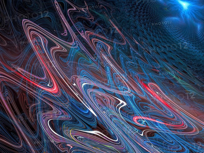 Wavy technology fractal background - abstract computer-generated image. Digital art: colored waves like tunnel or way to light. Esoteric or sci-fi concept background