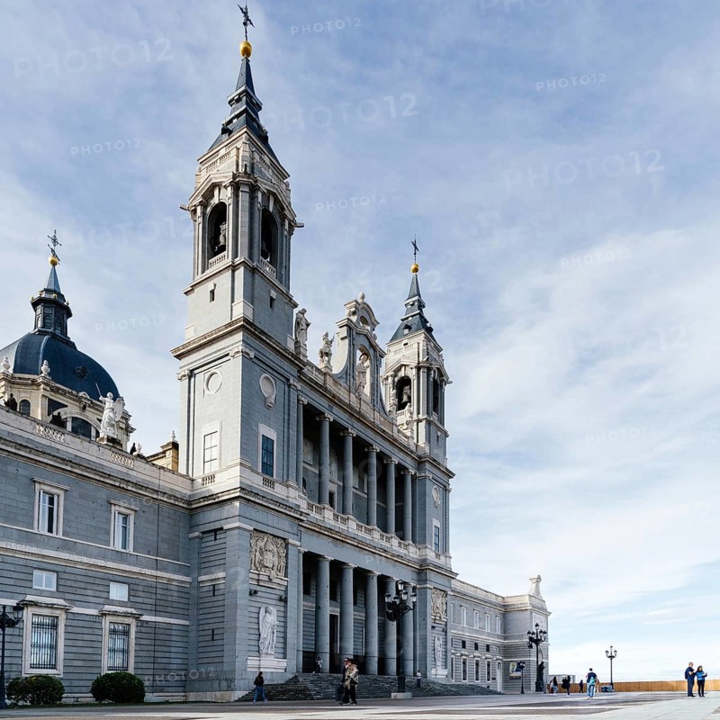 Madrid, Spain, November 1, 2019: Almudena Cathedral, Santa Maria la Real de La Almudena, is a Catholic church and the seat of the Roman Catholic Archdiocese of Madrid