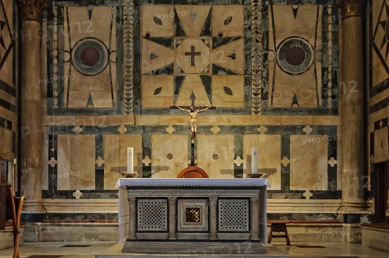 The neo-romanesque altar of the Baptistery, Florence, Tuscany, Italy