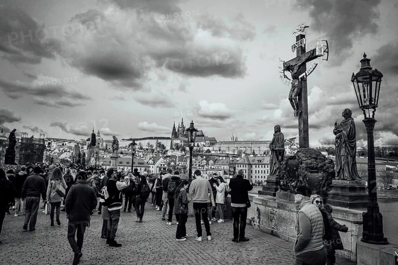 PRAGUE, CZECHIA - MARCH 25, 2023: historical Charles Bridge