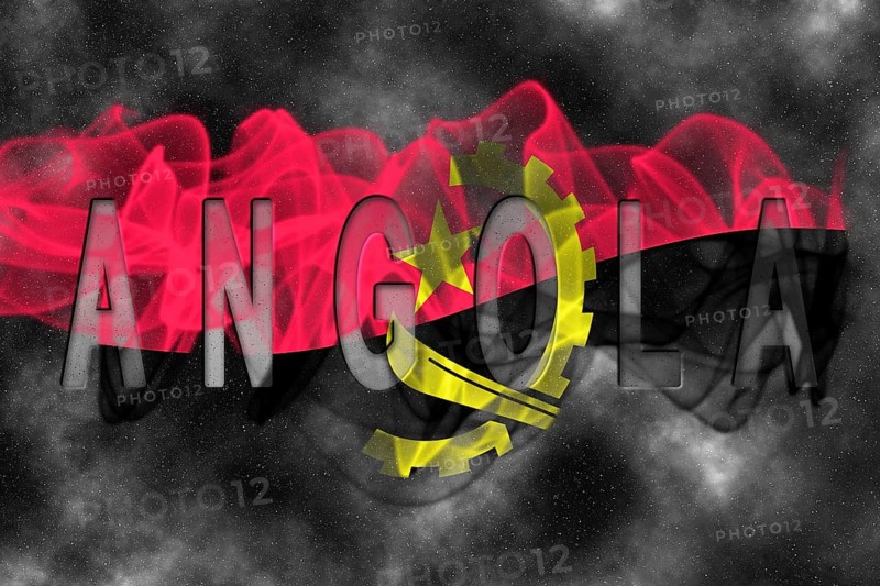 Angola Flag with Starry Background Smoke Effect