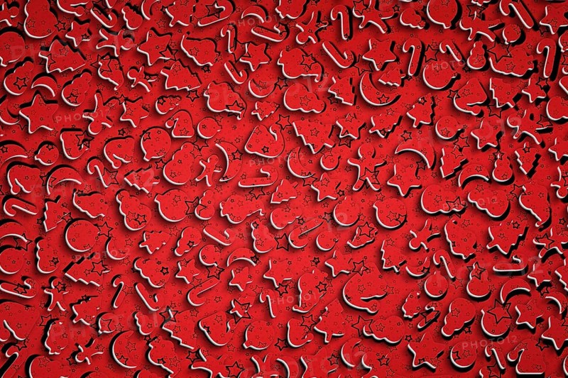 Red Christmas Cookies Background, Holiday greeting card