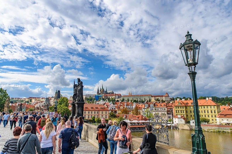 People on the Charles Bridge in Prague, Czech Republic
