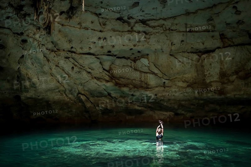 The beautiful waters in the cenotes of Hool Kosom, Yucatan, Mexico