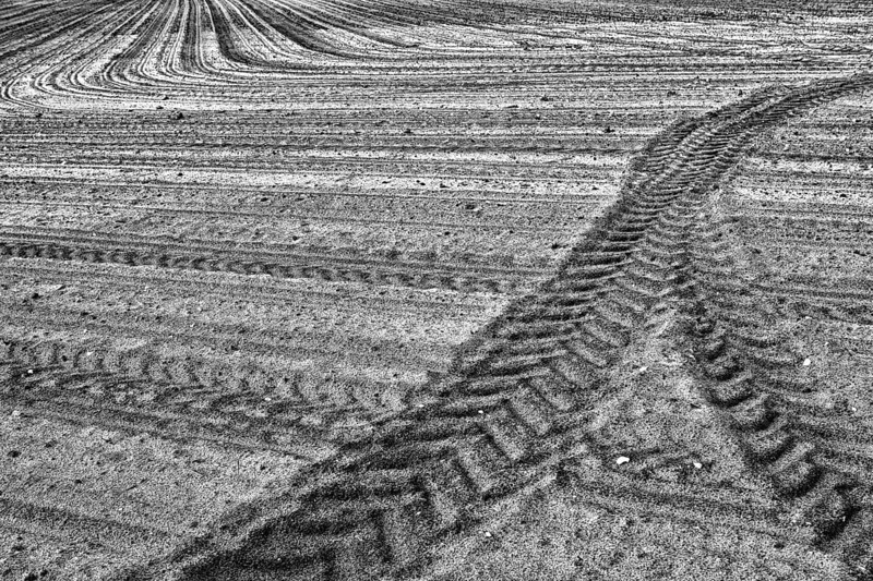 Sand, sandy soil, tractor tracks