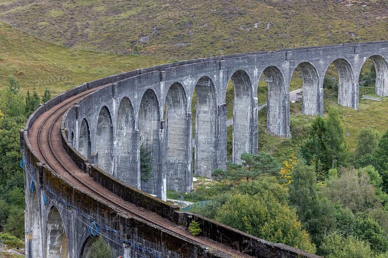 Glenfinnan railway viaduct, known from Harry Potter, Glenfinnan, Highlands, Scotland, Great Britain