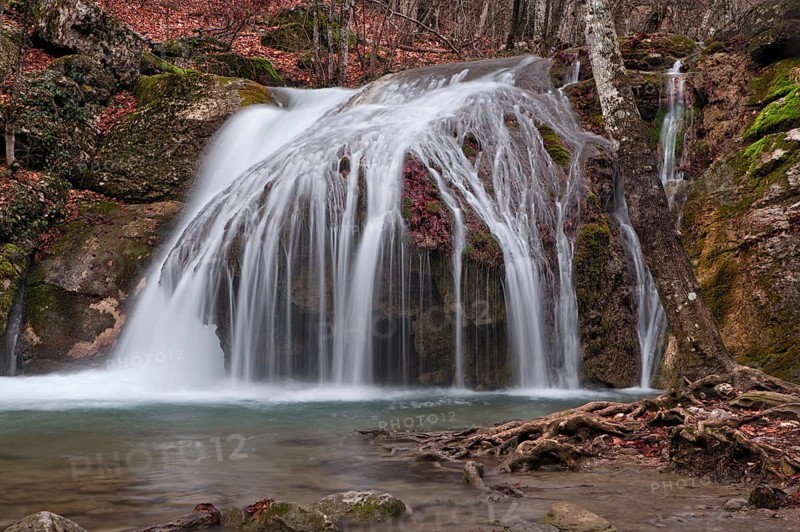 Forest waterfall, Crimea, Ukraine