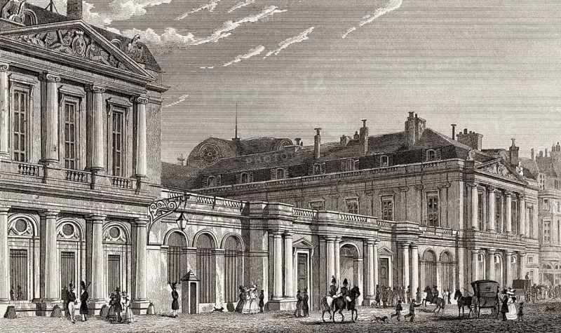 The Palais-Royal, Paris, antique steel engraved print, 1831
