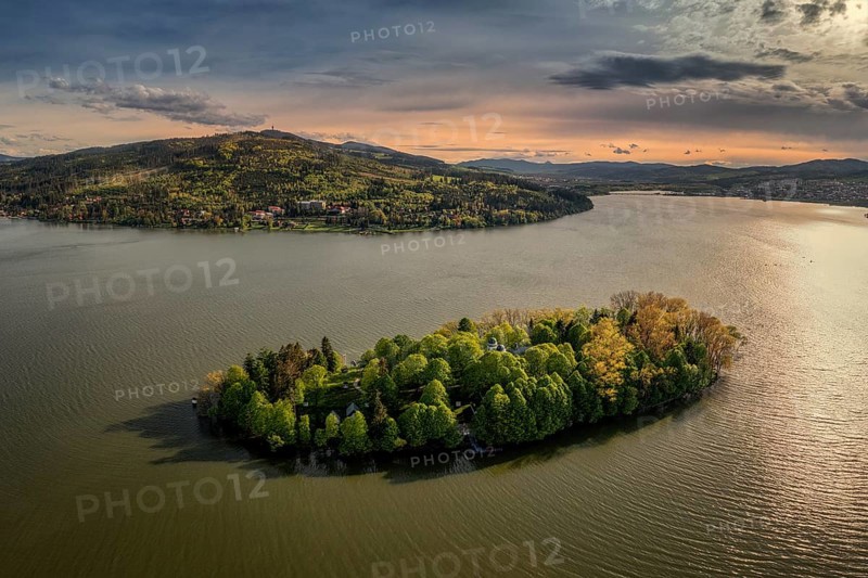 Slanice Island of Art in the Orava Dam with the Church of the Exaltation of the Holy Cross