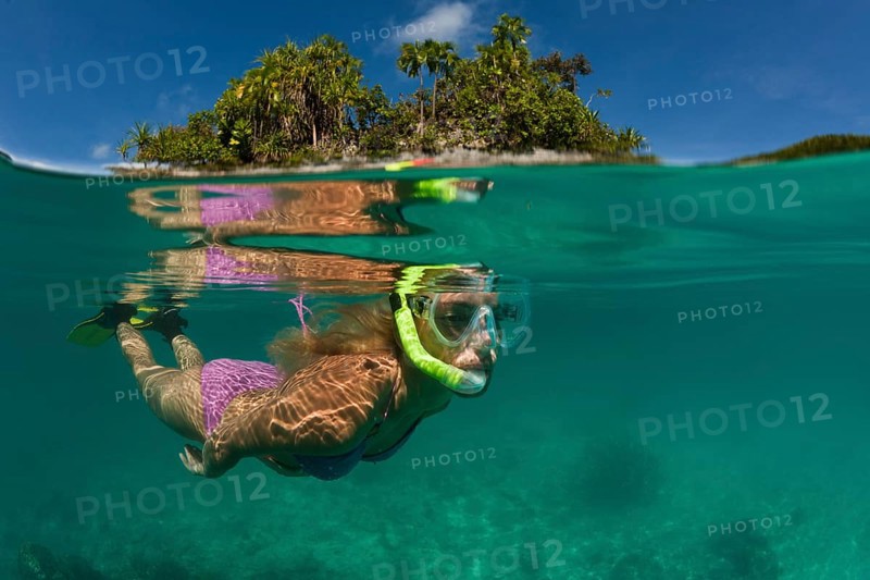 Woman snorkelling in Palau, Micronesia, Palau