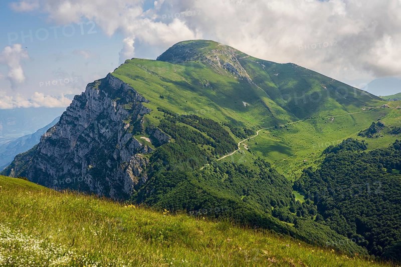 Panoramic view of the Monte Baldo mountains on Lake Garda in Italy