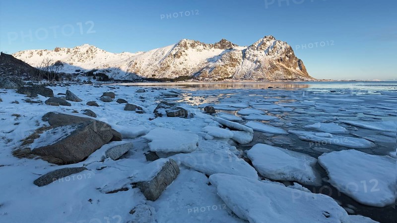 Ice landscape on the Lofoten Islands, Norway