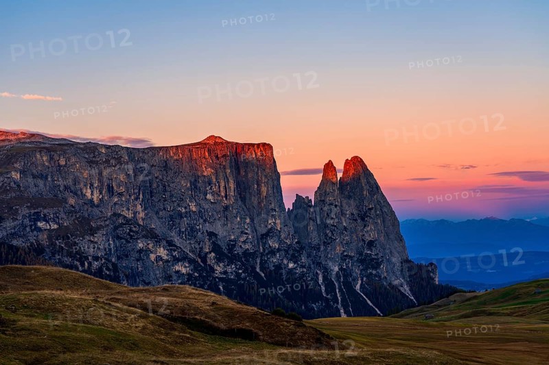 Panoramic view of the Schlern a mountain in the South Tyrolean Dolomites in Italy