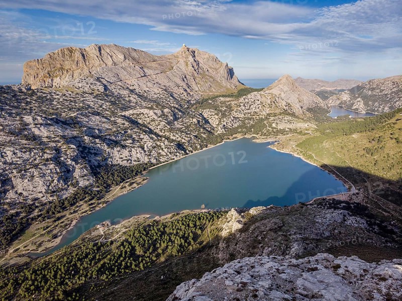 Cuber and Gorg Blau, reservoirs, Puig Major 1445 m. Fornalutx, Mallorca, Balearic Islands, Spain