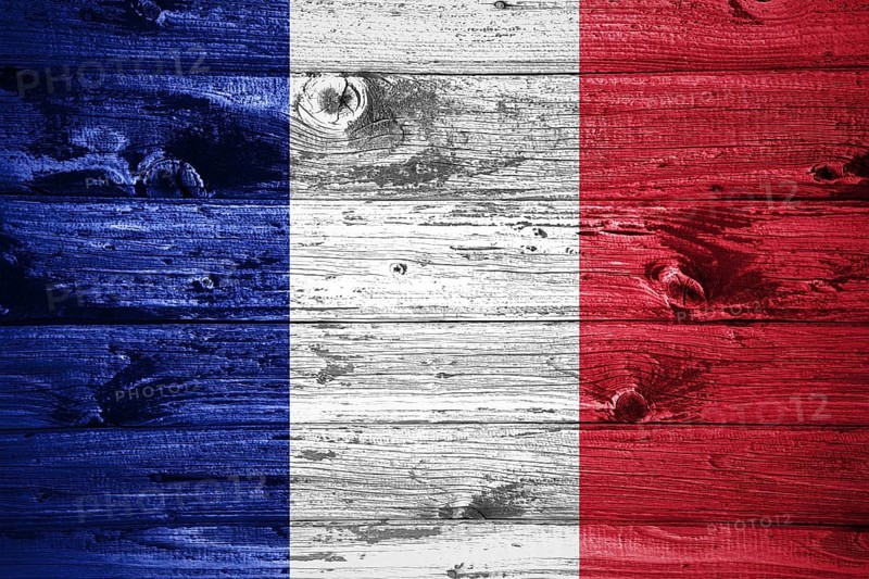 France flag on wooden planks background wood flag