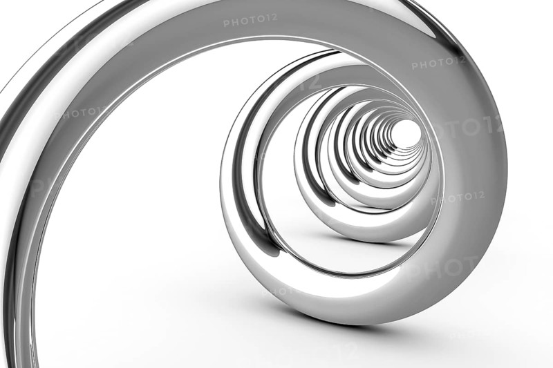 3d illustration of a shiny chrome spiral