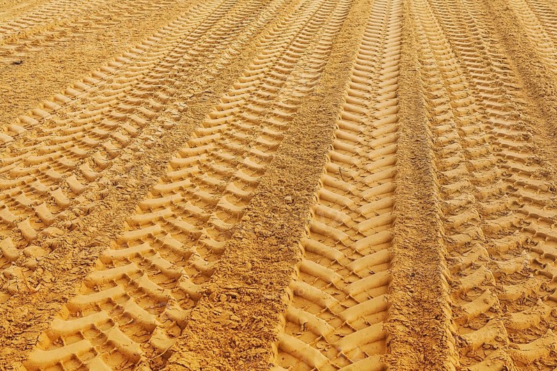 View on traks on sand