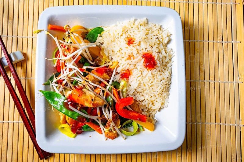 Roasted sweet and sour chicken with vegetables