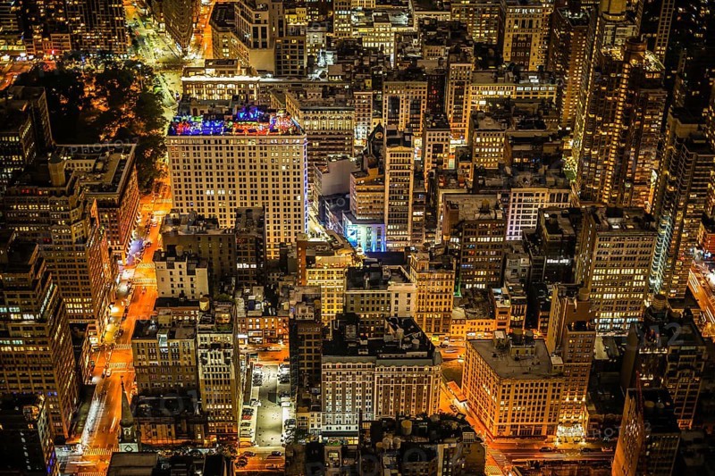 New York night view seen from the Empire State Building. Shooting Location: New York, Manhattan