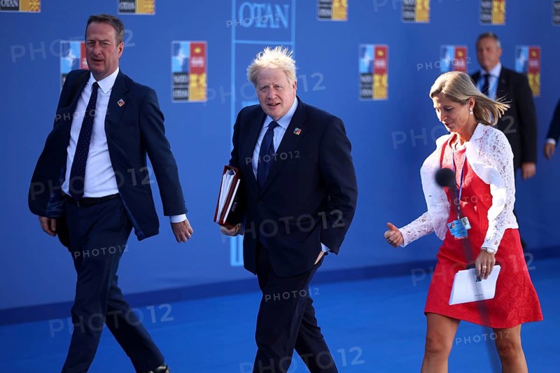 Spain, Madrid - 30 June, 2022: British Prime Minister Boris Johnson (C) attends the NATO summit in Madrid, Spain