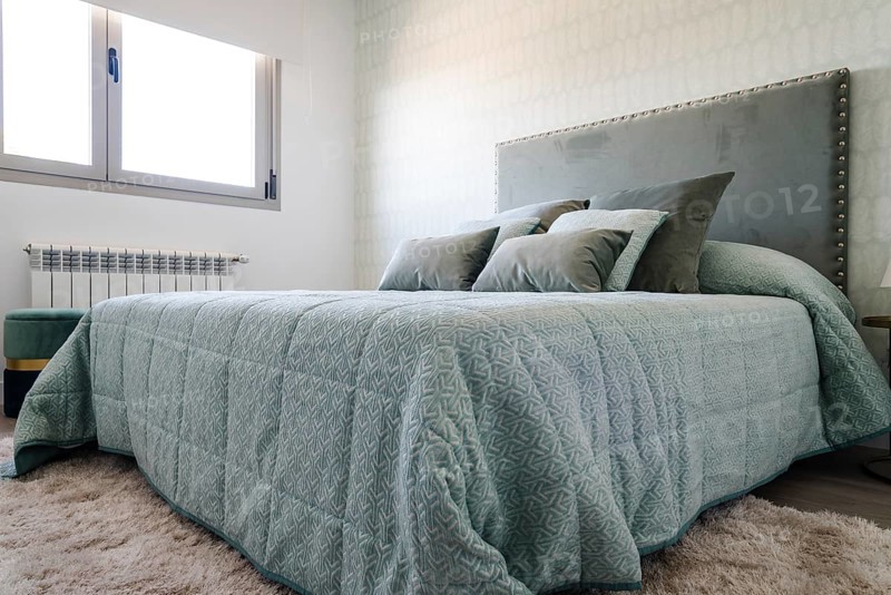 Stylish contemporary bedroom interior. Scandinavian interior design