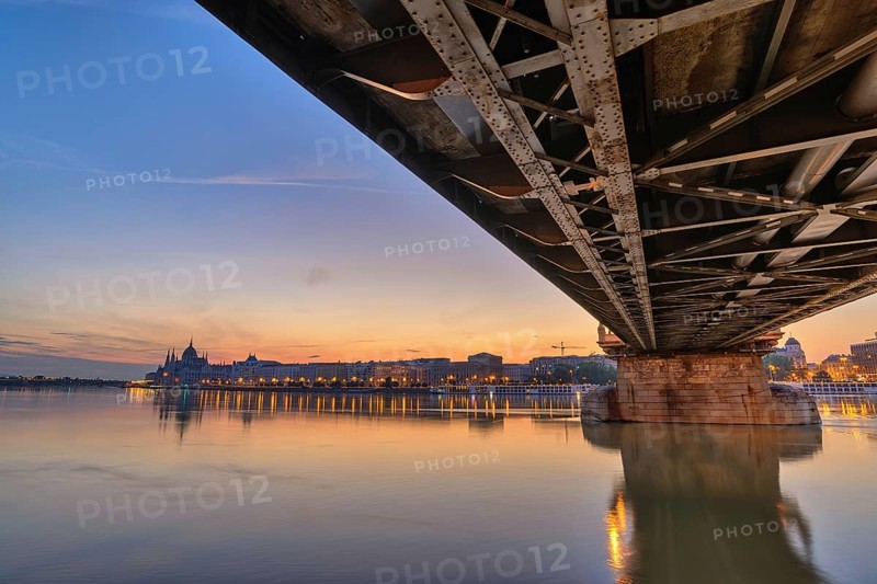 Budapest Hungary, Sunrise city skyline at Chain Bridge