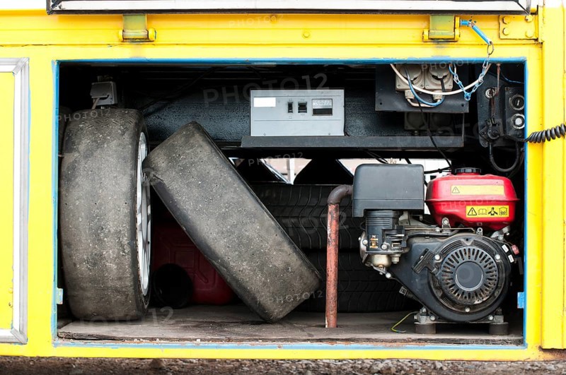 Tires and compressor into a track