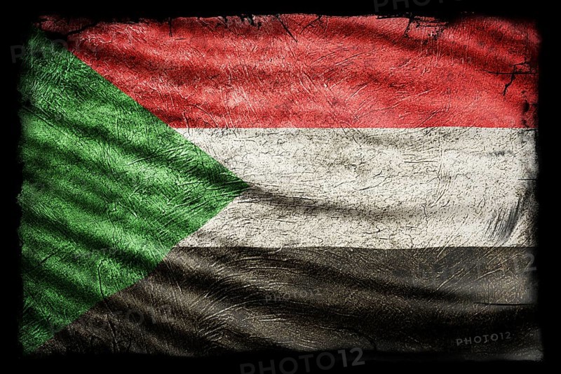 Sudan Flag, Grunge Texture Background
