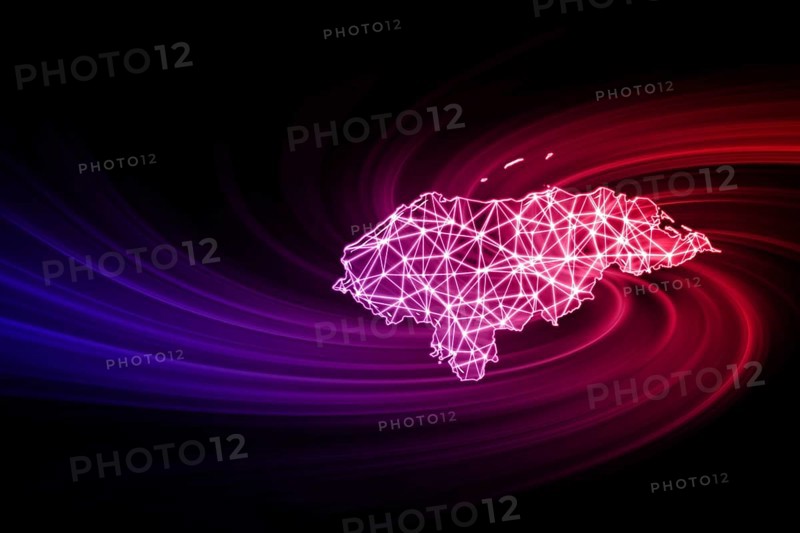 Map of Honduras, Polygonal mesh line map, modern map