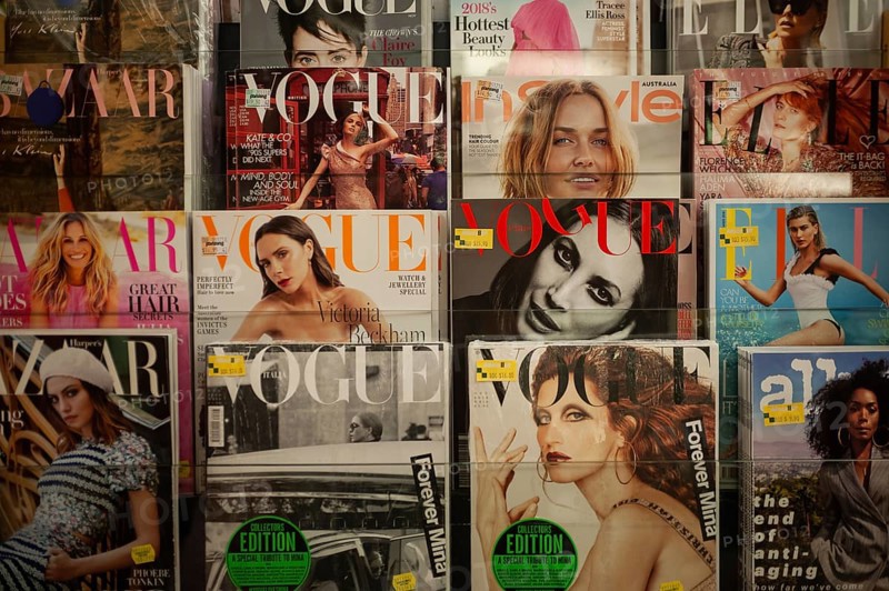 27 Oct 2018, Singapore, Republic of Singapore, Asia, A selection of fashion and woman's magazines in a shop in Singapore