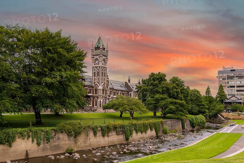 Main building of University of Otago in Dunedin, South Island of New Zealand