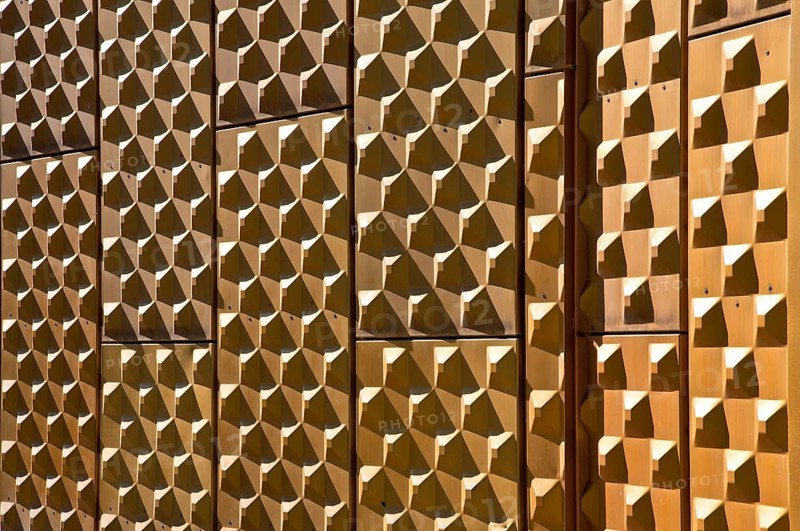 Chamber Music Hall of the Philharmonie 1984-87 by Edgar Wisniewski, close-up of the metal panelling