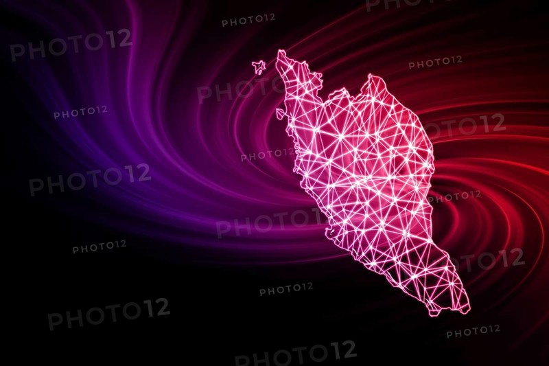 Map of Malaysia, Polygonal mesh line map, modern map