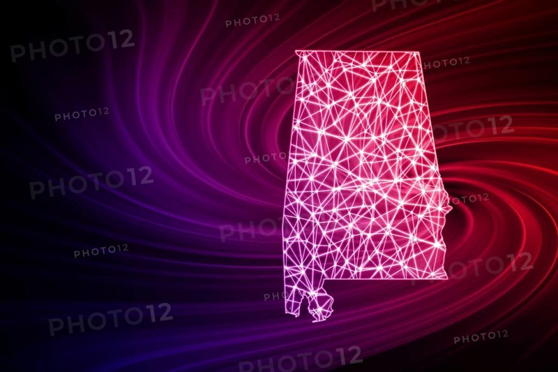 Map of Alabama, Polygonal mesh line map, modern map