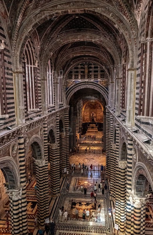 SIENA, ITALY, SEPTEMBER 23, 2023, View to the nave of the Siena cathedral, seen from the upper floor