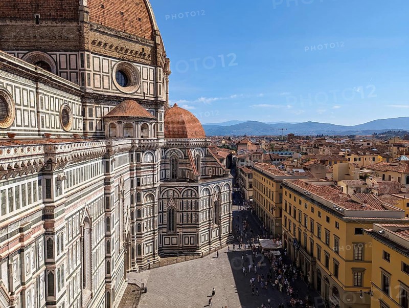 Aerial view of the cathedral Santa Maria del Fiore in Florence, Italy