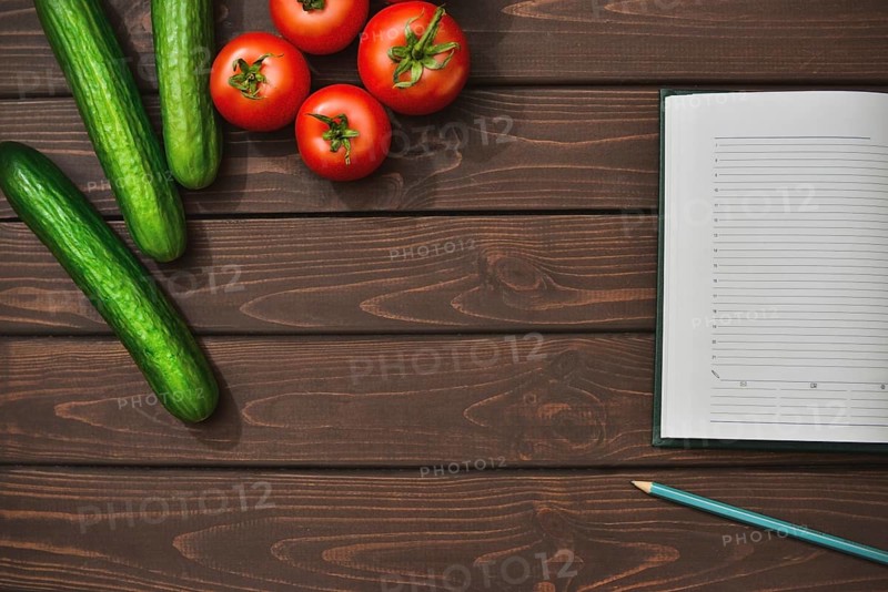Spring Food Diet on a wooden background. Top view