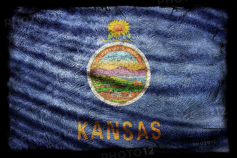 Kansas Flag, Grunge Texture Background
