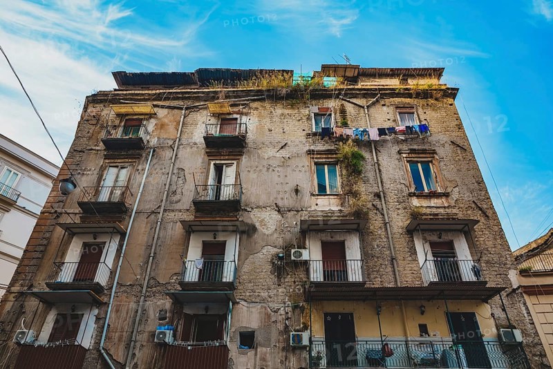 Typical street with houses in Italy